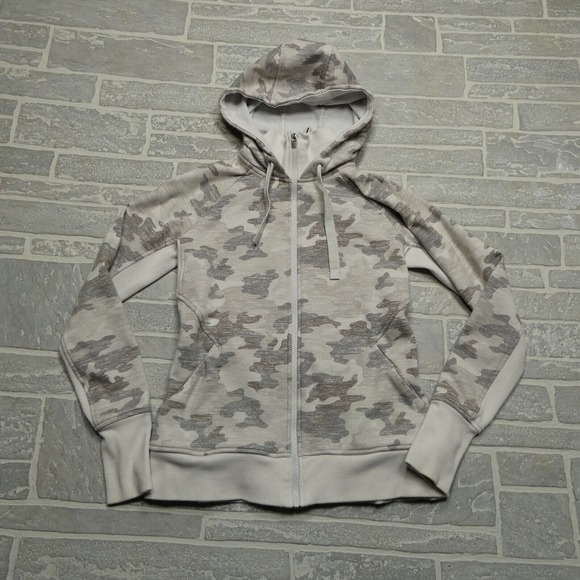 Athleta Tops - Athleta Triumph Printed Hoodie Jacket Womens Size S Snow Camo Full Zip Hoodie